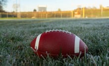 A football on a field