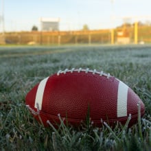 A football on a field