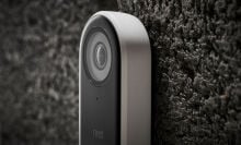 close up of a google nest smart doorbell