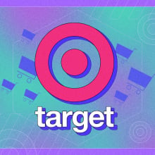 A colorful Black Friday-themed background with a Target logo layered over it.