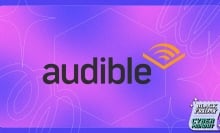 Audible logo on Mashbale Cyber Monday background