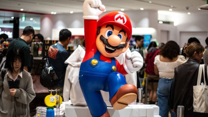 Mario statue at Nintendo store in Shibuya, Japan