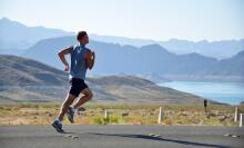 Person running on road