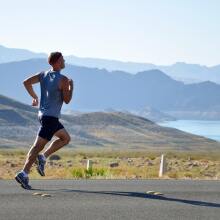 Person running on road