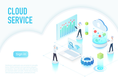 Cloud service flat isometric vector