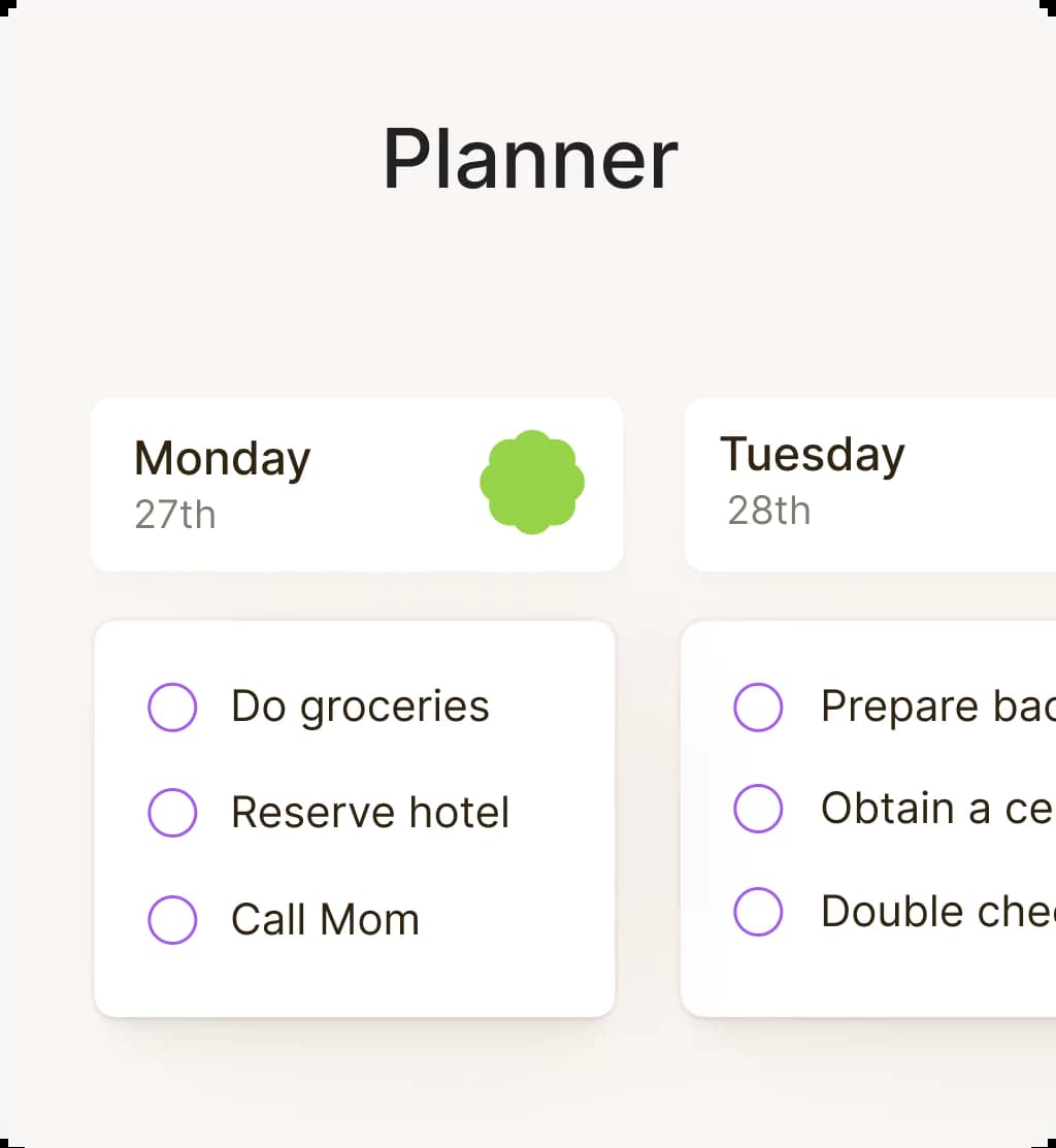 A UI rappresentation of planner