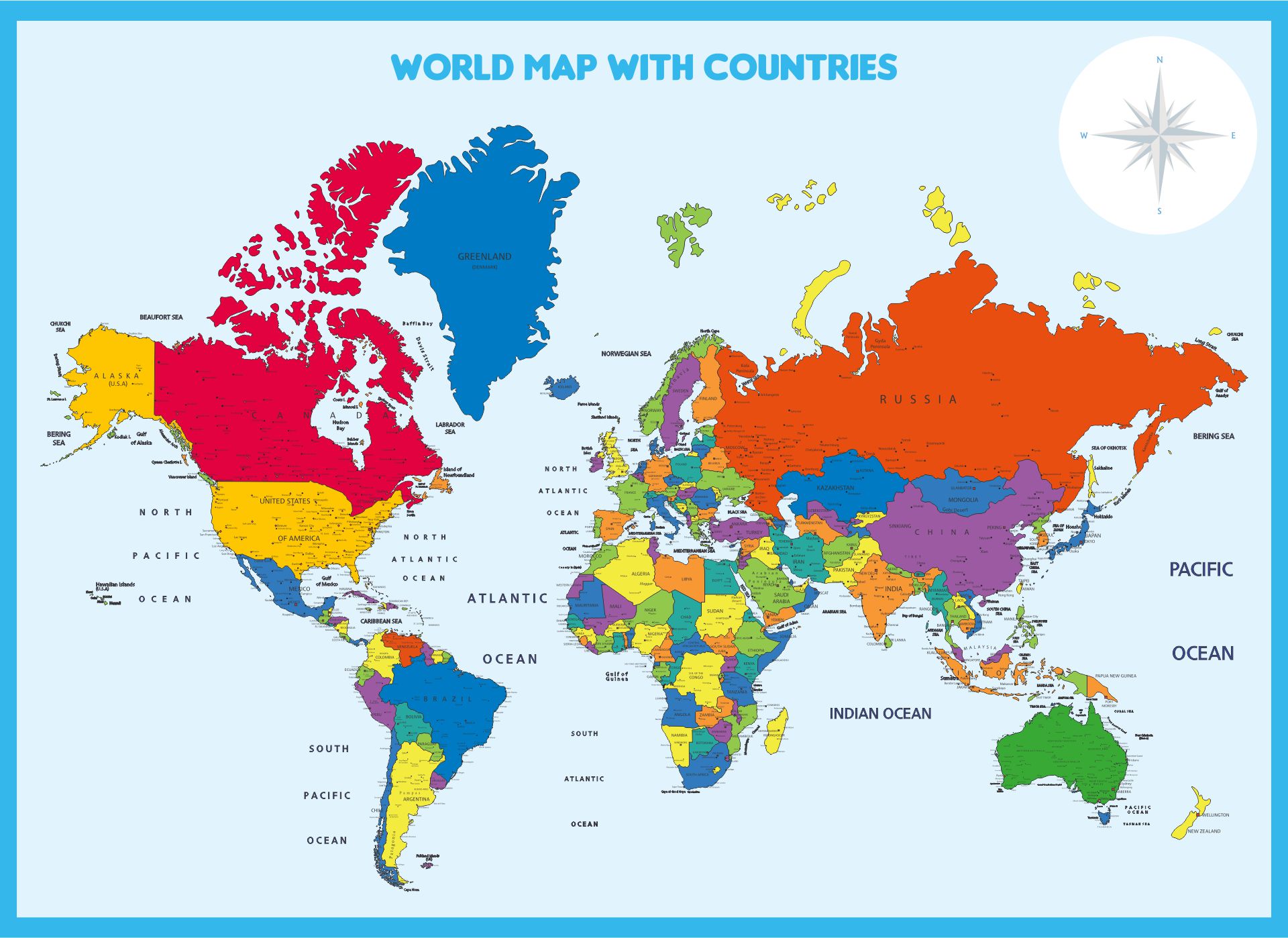 Printable World Map With Countries - United States Map