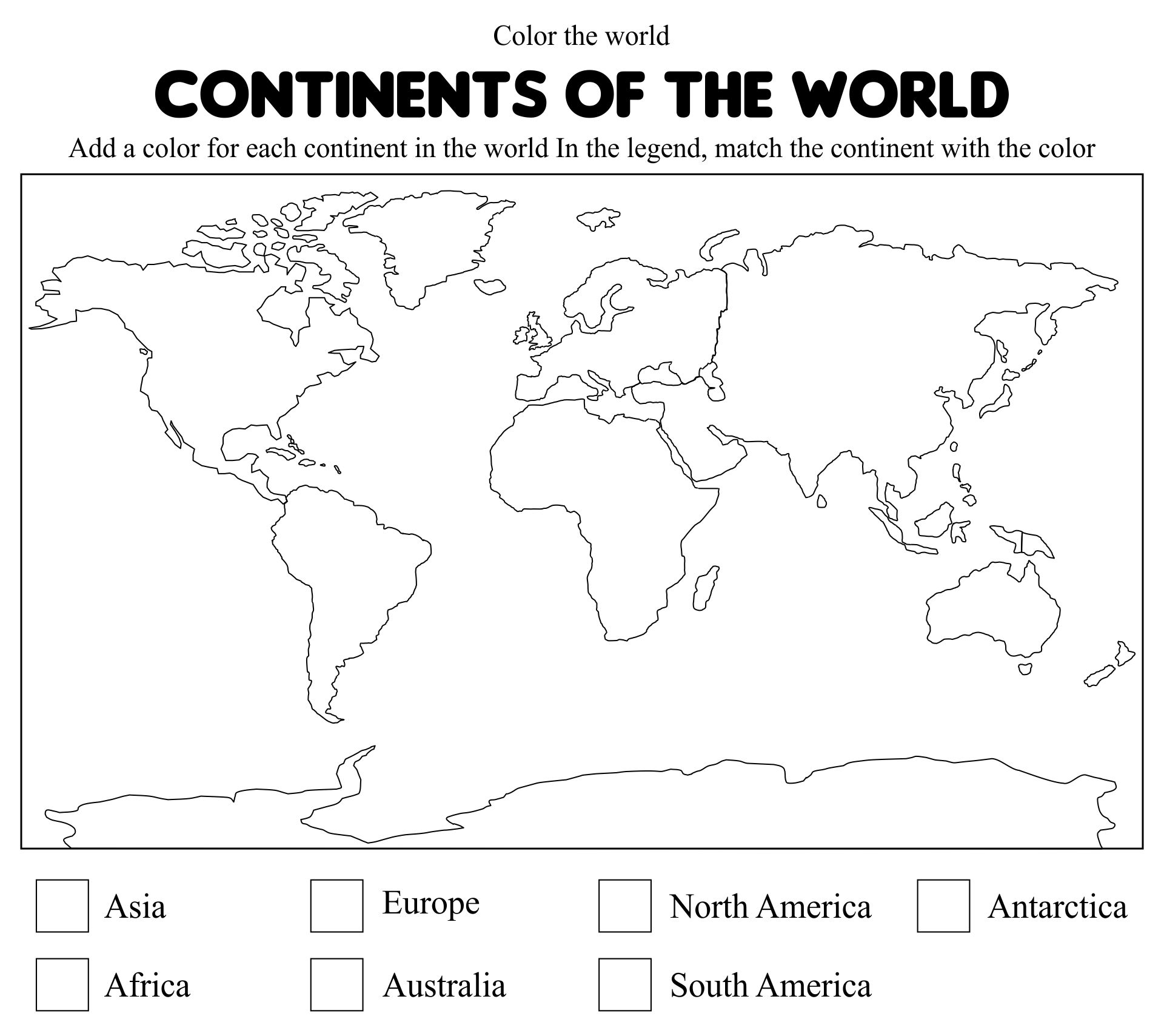 5 Best Images of World Map Worksheet Printable - World Map Worksheet ...