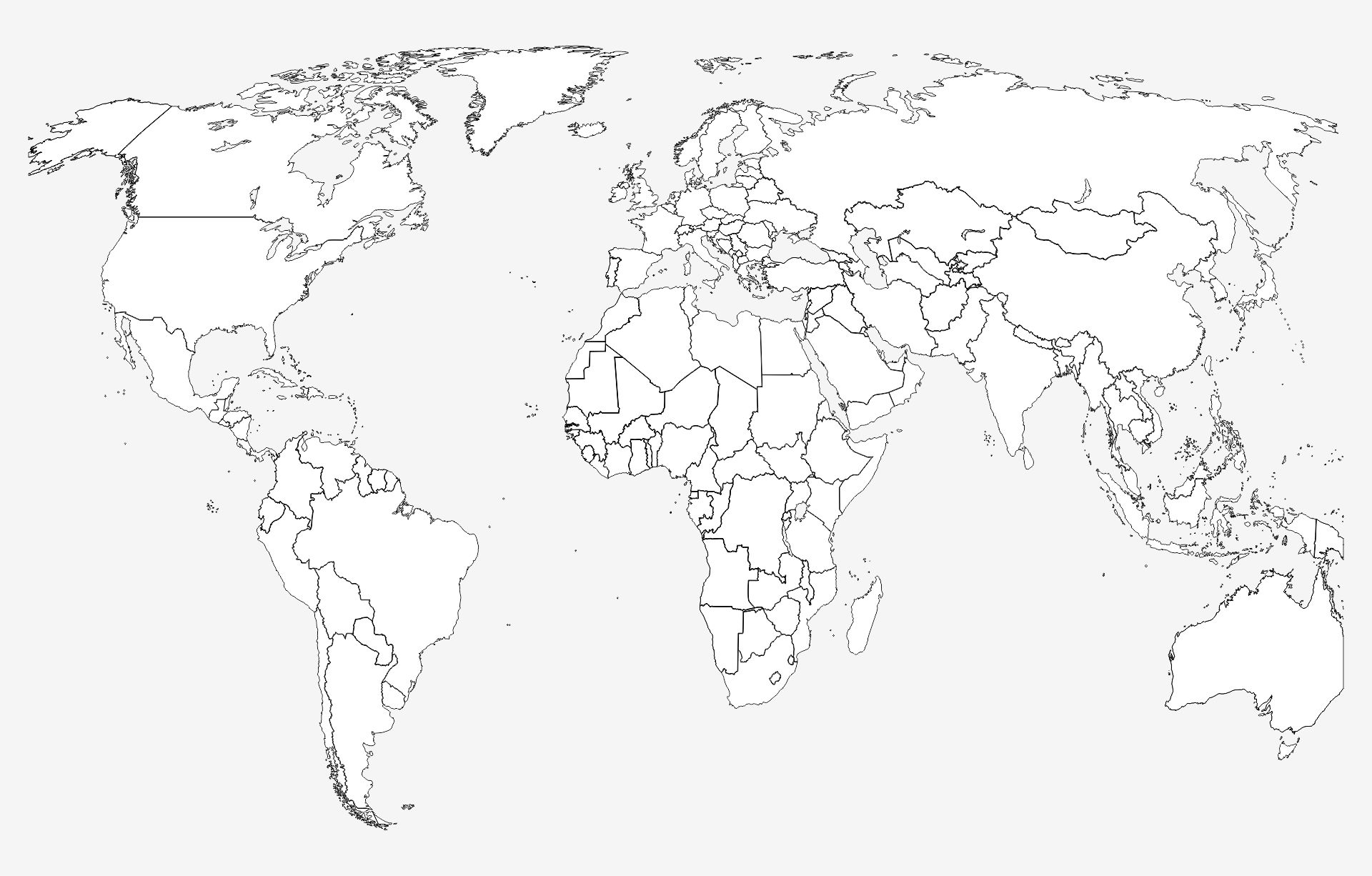 Printable World Map In Black And White