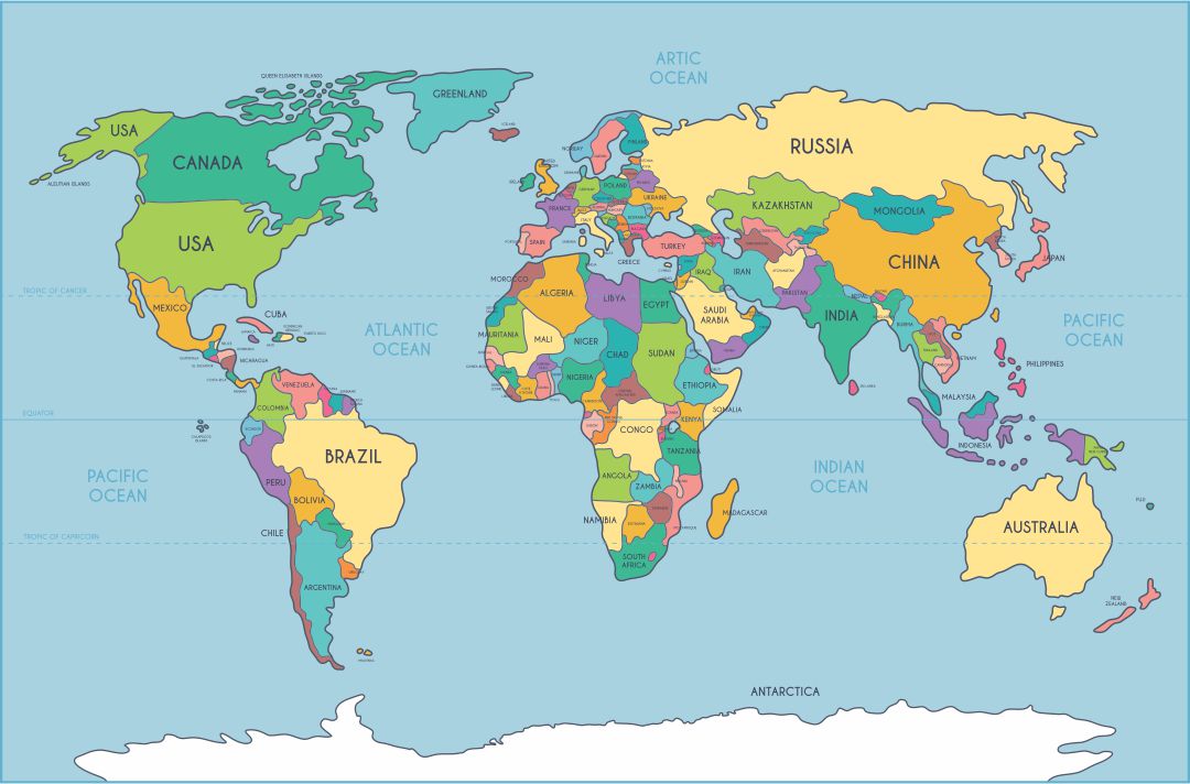 Printable Labeled World Map