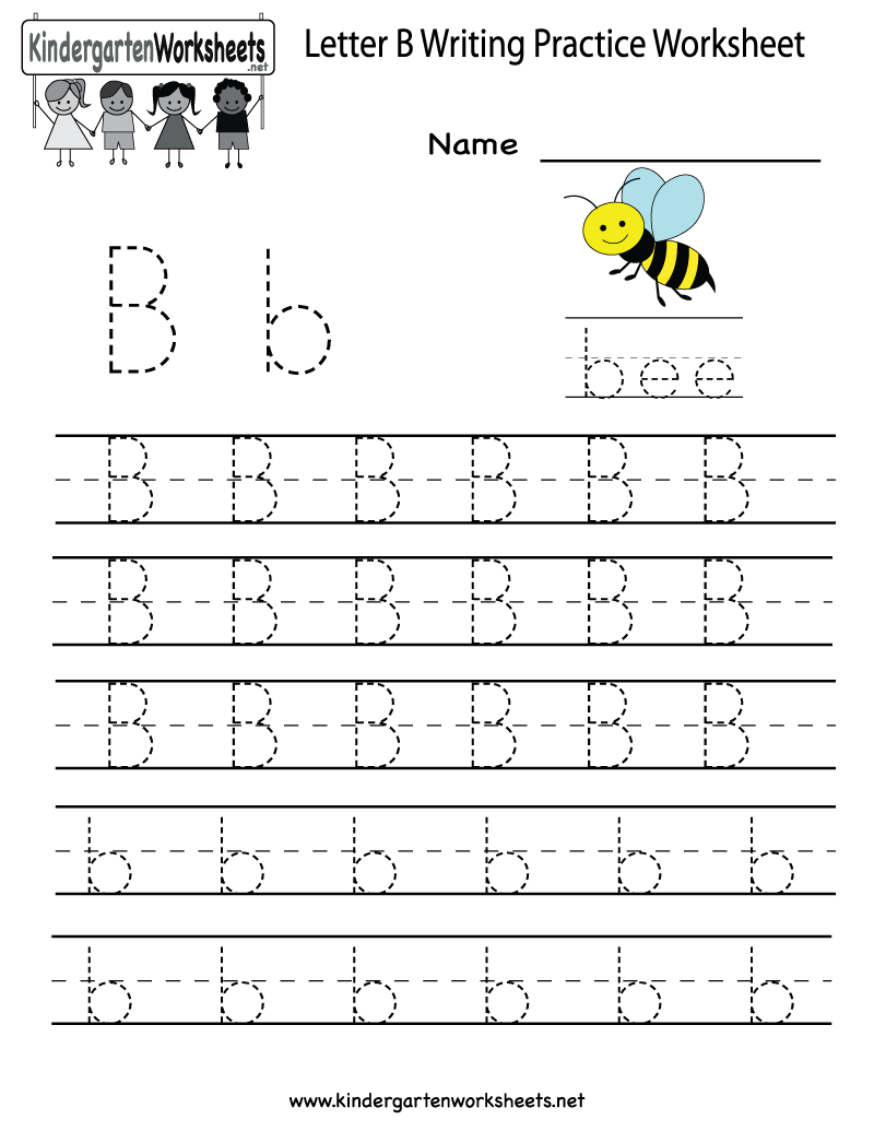 Kindergarten Letter B Writing Practice Worksheet Printable throughout Letter B Worksheets For Kindergarten