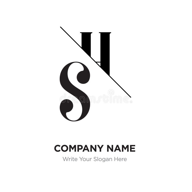 Abstract Letter SH,HS Logo Design Template, Black&white Alphabet Stock ...