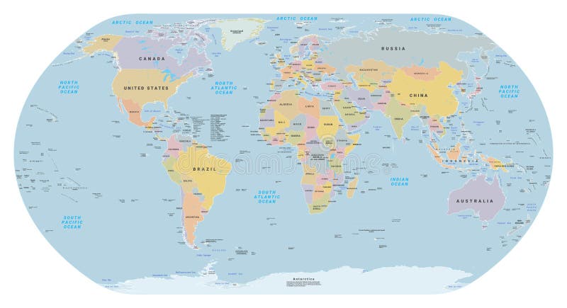 Highly Detailed Political World Map. EPS 10 Vector Stock Vector ...