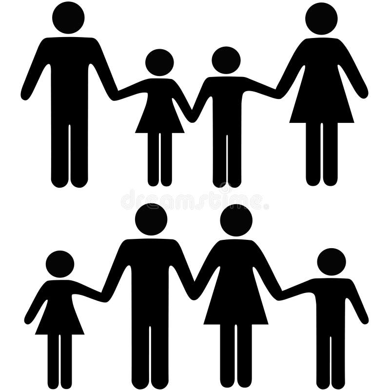 Mom Dad Boy Girl Family Holding Hands Symbols Stock Vector ...