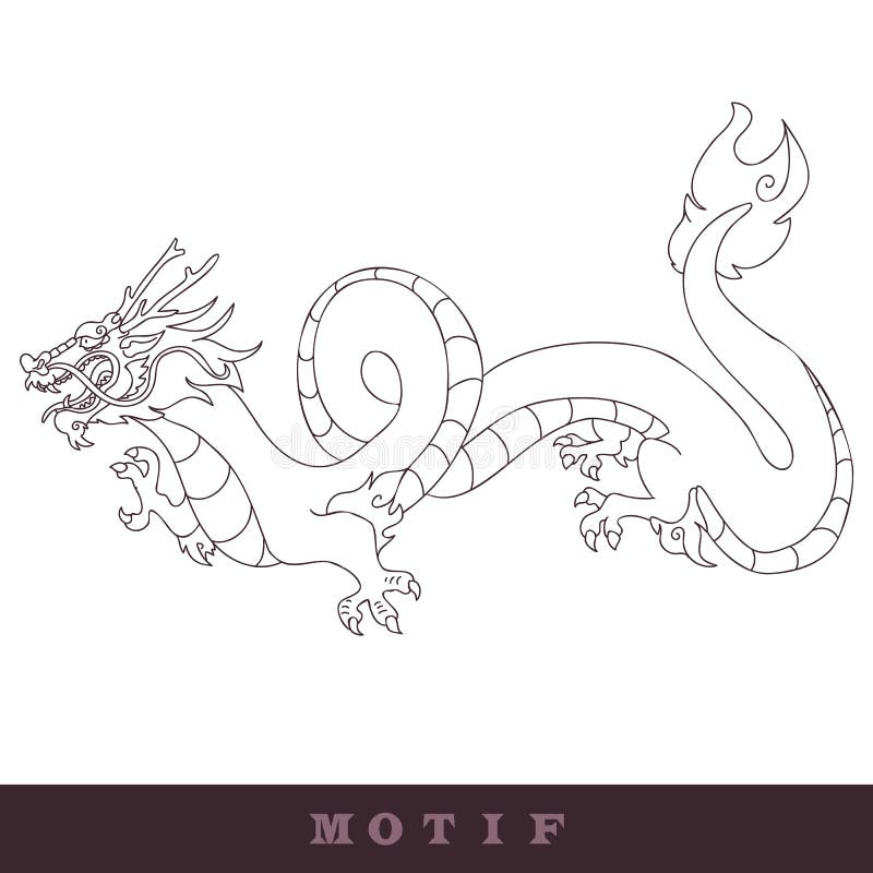 Oriental Chinese Dragon Illustration. Vector Digital Art Mythical Beast ...