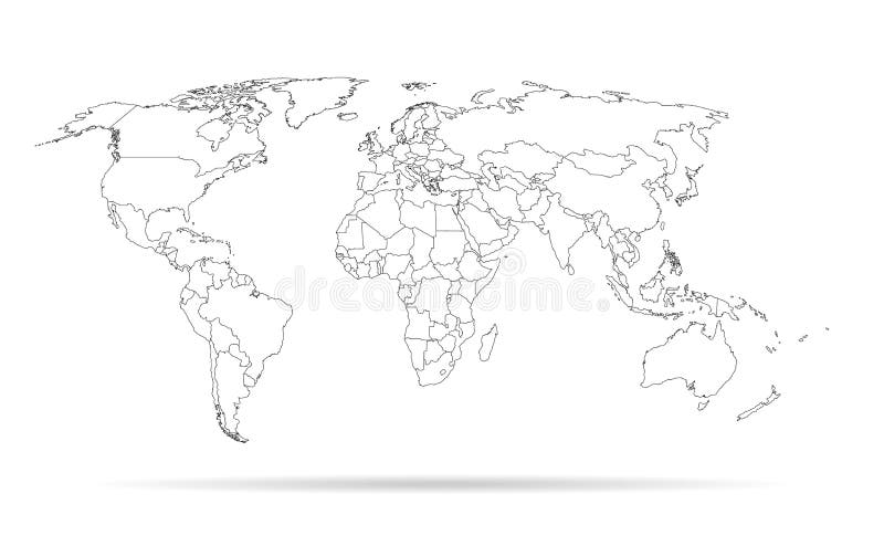 Sketch outline world map stock vector. Illustration of europe - 90164170