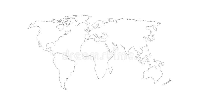 Vector Linear World Map, Editable Stroke. Vector Illustration Isolated ...