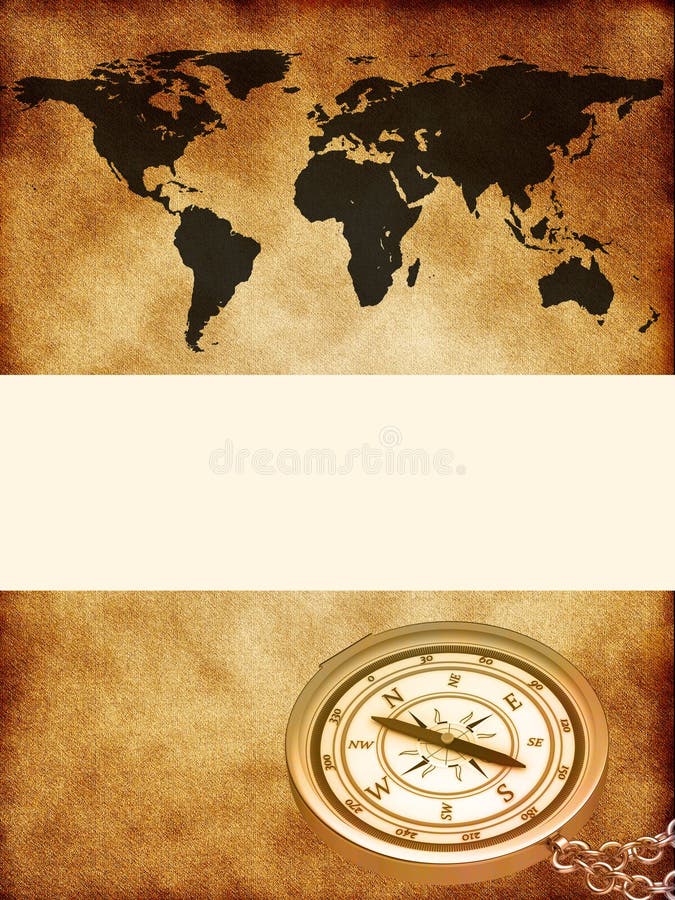 World map with a compass stock illustration. Illustration of australia ...