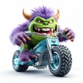 Monster Monster Motorcycle: A Vibrant And Energetic Artwork