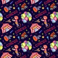 Watercolor circus seamless pattern