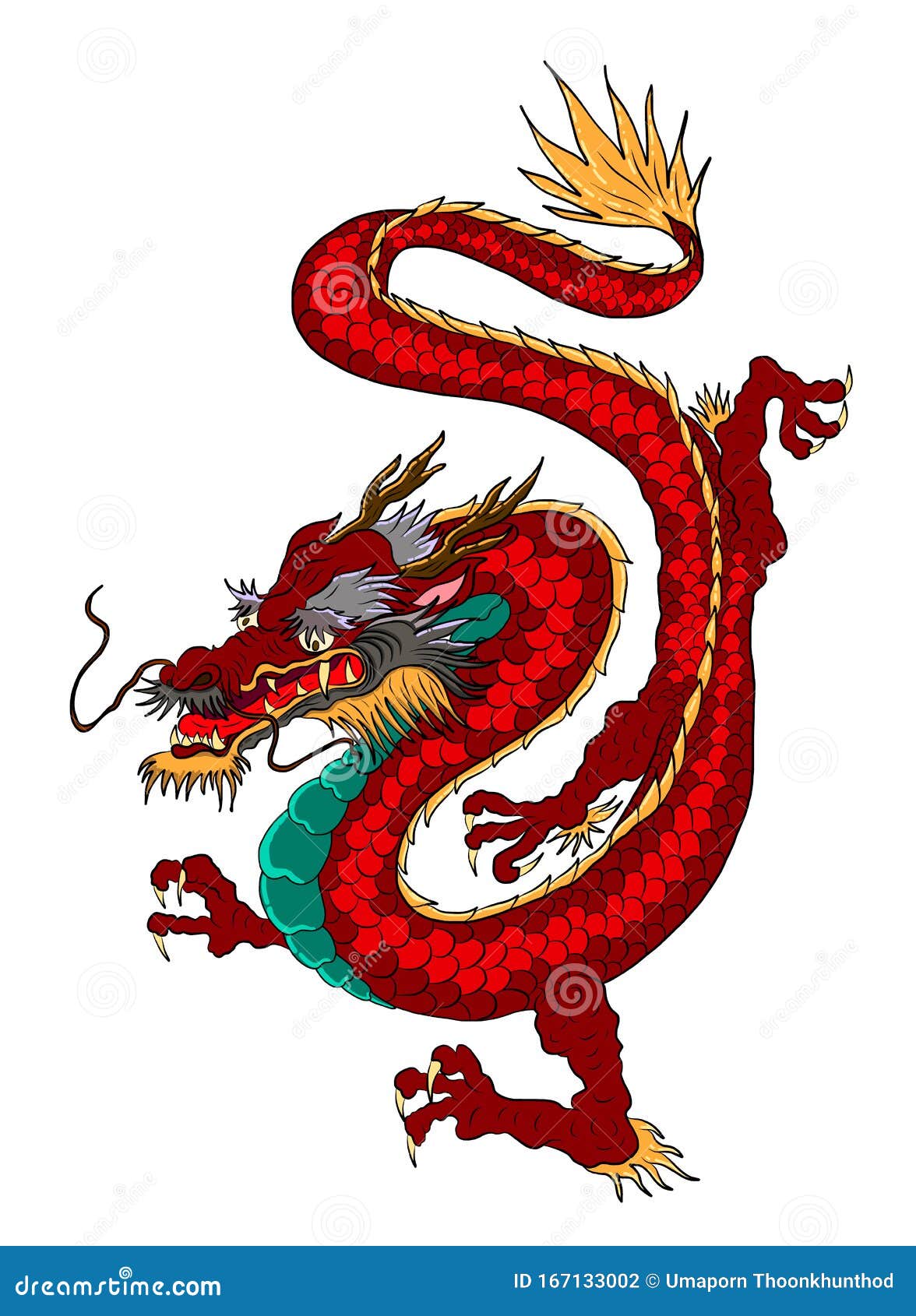 Chinese Dragon for Tattoo Design on Isolated White Background.Lion Head ...