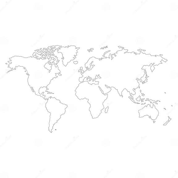 The Earth, World Map on White Background. Vector Illustration Stock ...