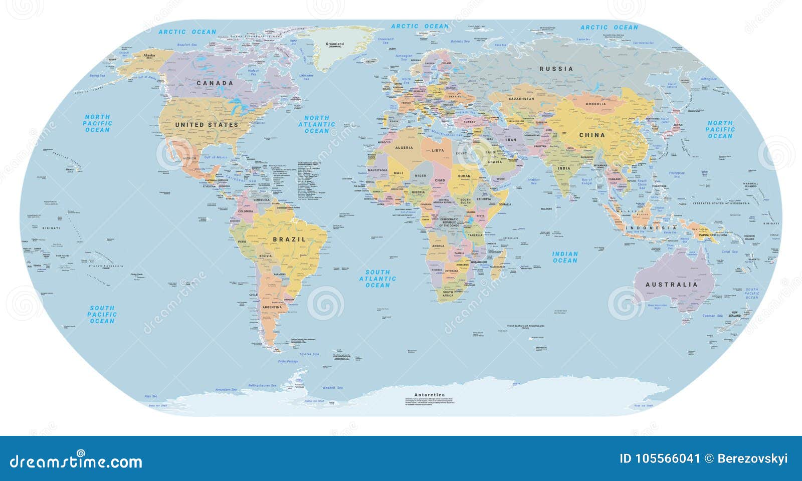 Highly Detailed Political World Map. EPS 10 Vector Stock Vector ...