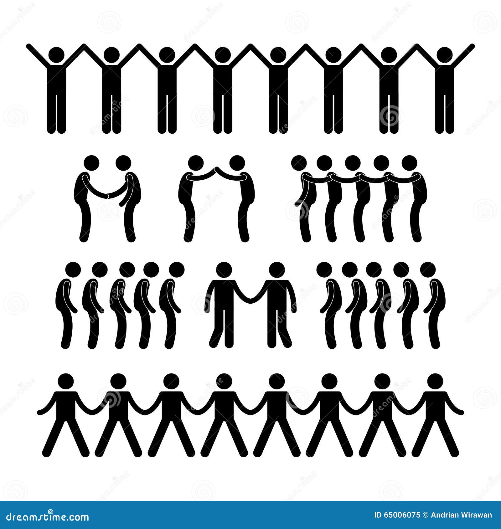 Man People United Unity Community Holding Hand Stick Figure Pictogram ...