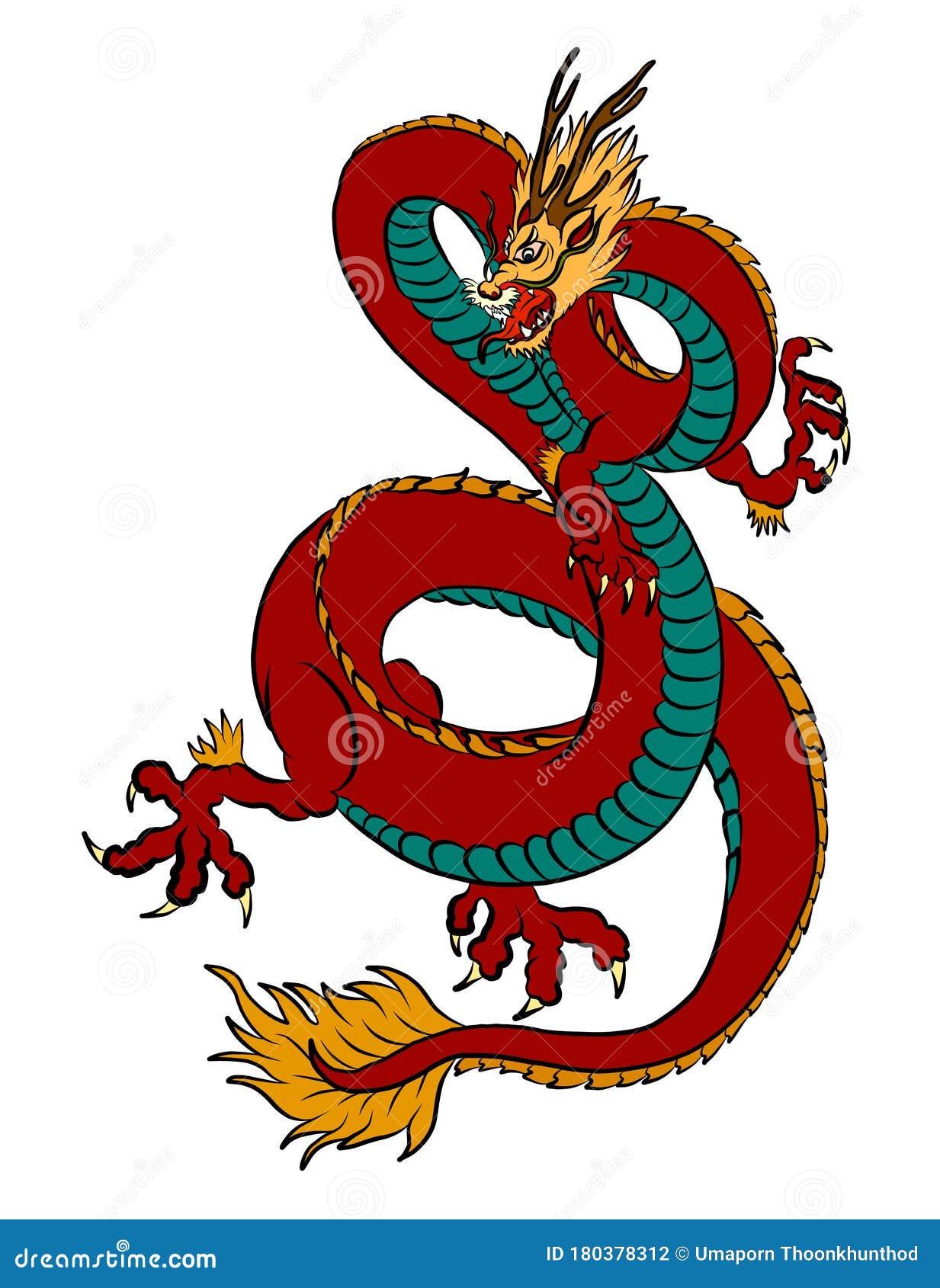 Outline Chinese Dragon Illustration for Tattoo Design Stock Vector ...