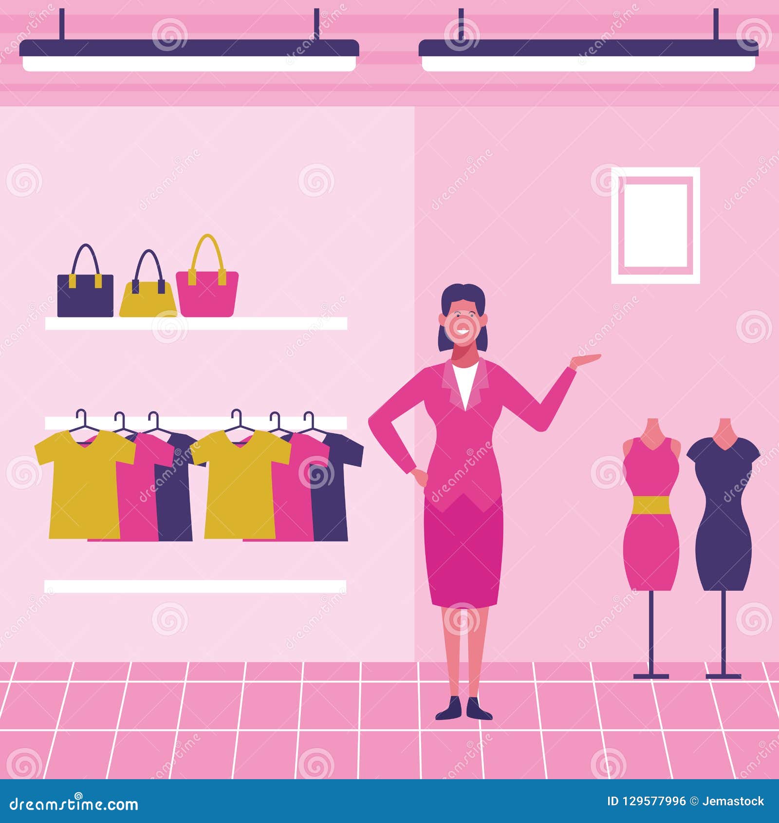 Clothing store staff stock vector. Illustration of workers - 129577996