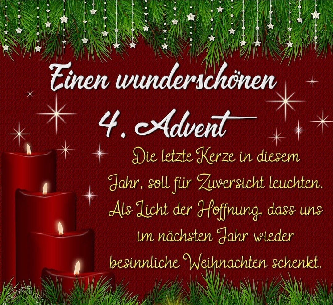 Einen wunderschönen 4. Advent. Die letzte Kerze in diesem Jahr, soll...