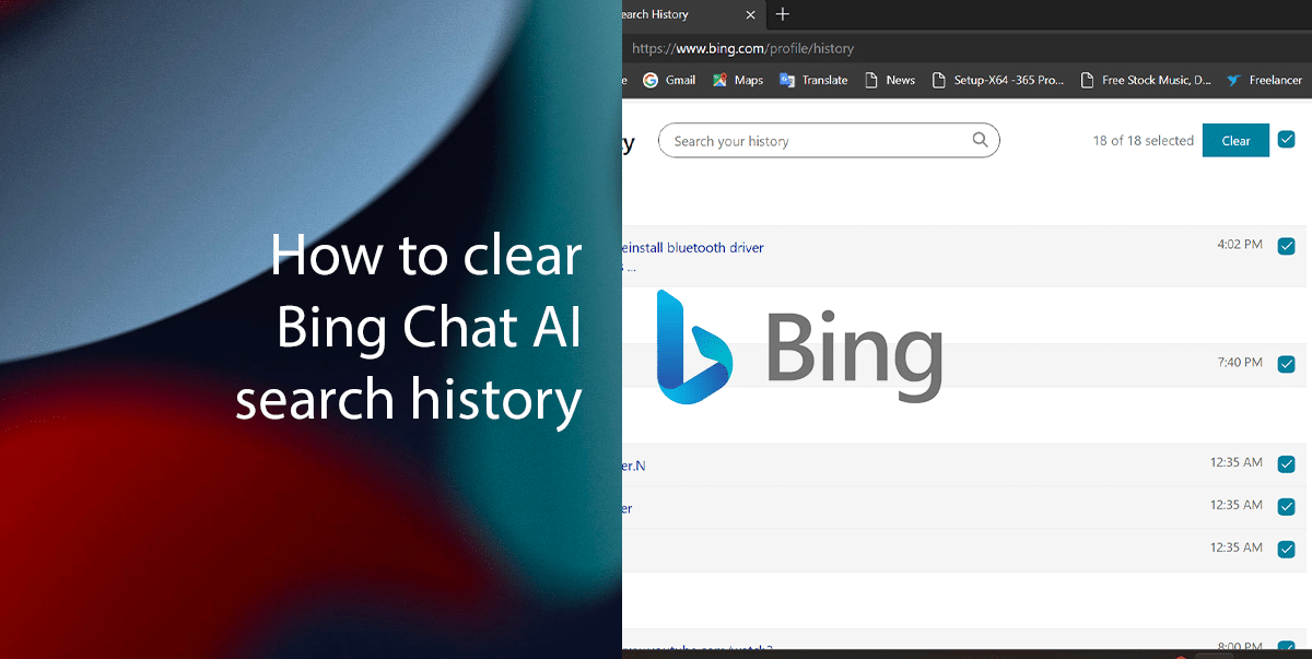 How to clear Bing Chat AI search history