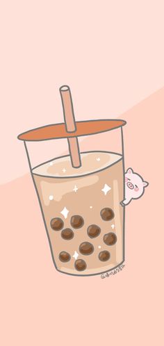 Cute kawaii Taiwanese bubble milk tea. Vector cartoon illustration ...