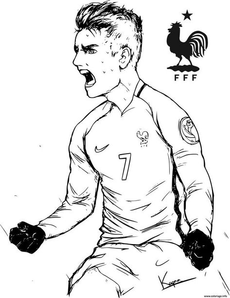 Griezmann Soccer Player Coloring Page | Coloriage joueur de foot ...