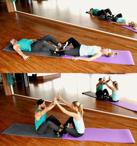 Partnerubung Sit Ups Partnerubungen Training Paar Workout