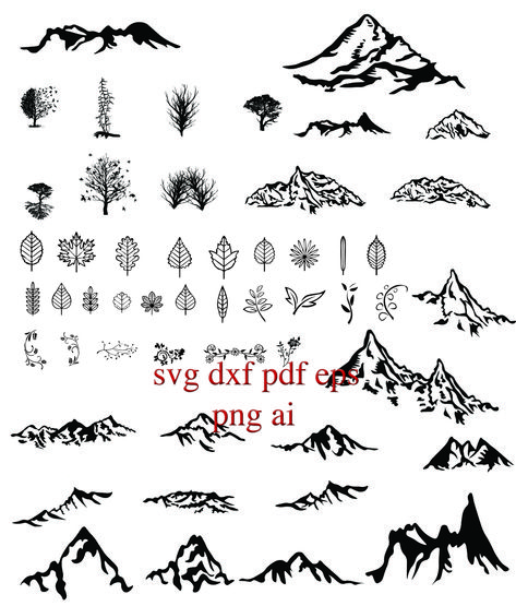 nature mountains branches, flower svg dxf pdf eps png files | Flower ...