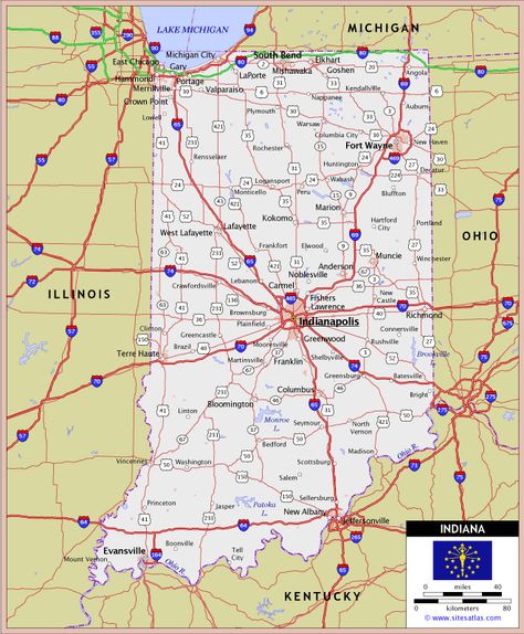 Indiana Highway and Road Map | Road trip fun, East chicago