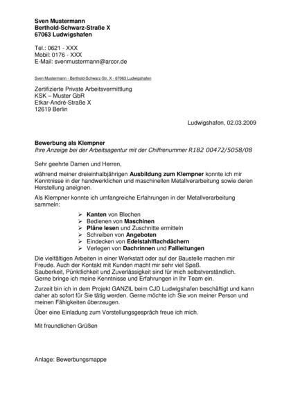 Anschreiben Einer Bewerbung