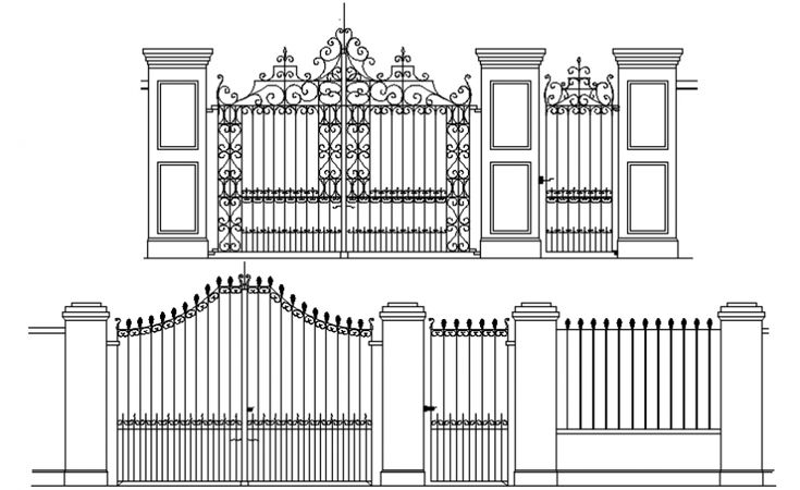 2d cad drawing of the main gate 'THE BUCKINGHAM ' autocad software with ...