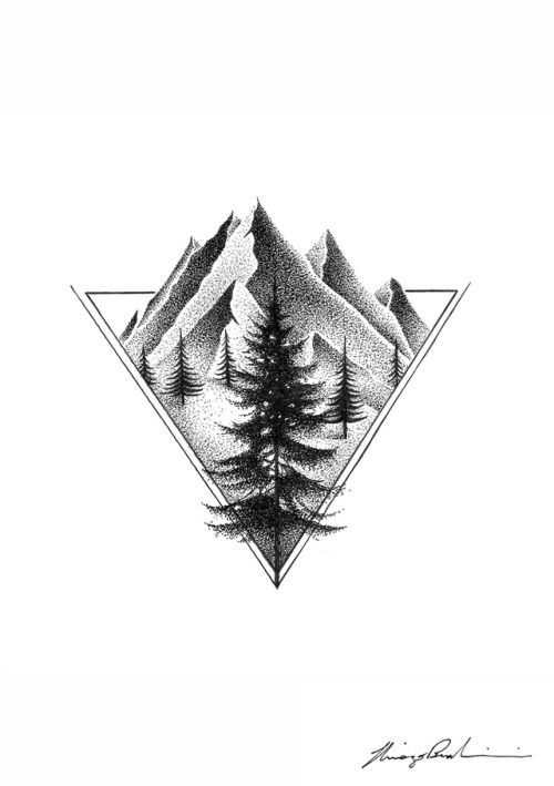 Geometric Mountain Tattoo Design