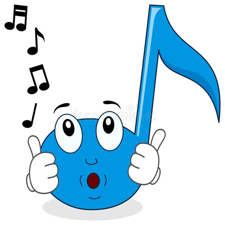 a blue cartoon character with music notes coming out of his mouth ...