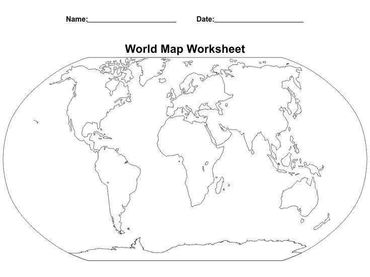 10 Best World Map Worksheet Printable PDF for Free at Printablee | Map ...