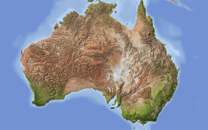 Download wallpapers Map of Australia, 4k, geography, mainland ...