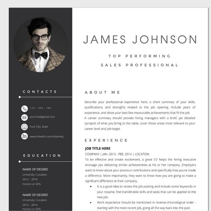 Resume Template / CV City State, Job Opening, Job Title, Describe ...