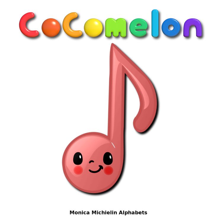 a pink musical note with the words cocomelon on it