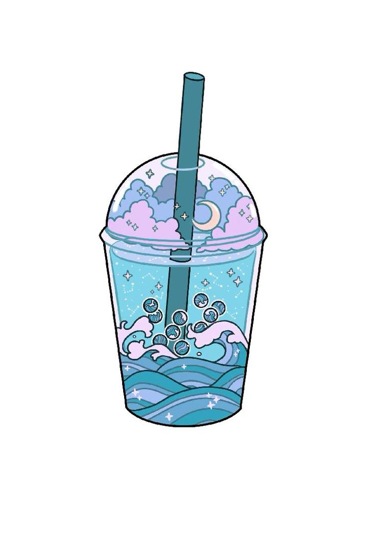 Aesthetic Bubble Tea Drawing