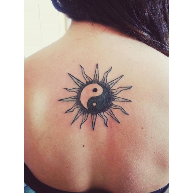 yin yang sun first tattoo | Tattoos, Back tattoo, Tattoos for women small