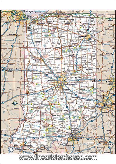 Print of Indiana Highway Map | Prints, Poster prints, Fine art prints