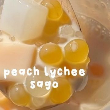 Peach Lychee Sago with Popping Boba