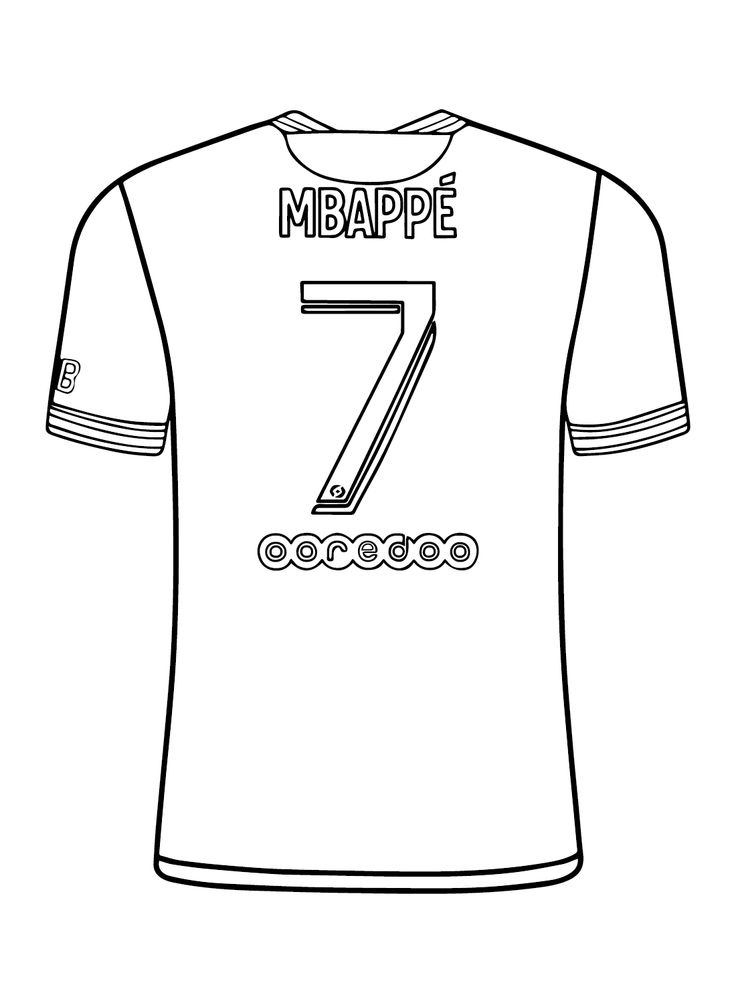 a soccer jersey with the number seven on it, as well as numbers and symbols